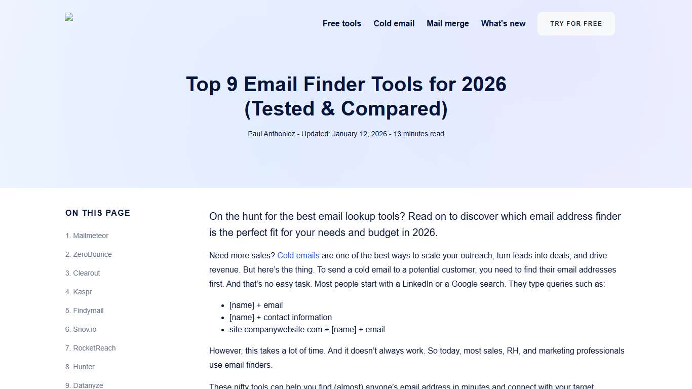 Top 9 Email Finder Tools for 2026 (Tested & Compared)